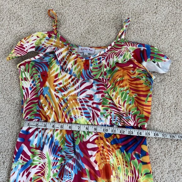 Mayah Kay Fashion Boutique Woman Dress XL Multi Color Sleeveless V Neck Flowy - Picture 11 of 16